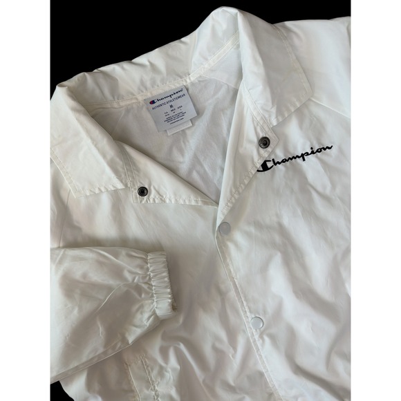 Champion Jackets & Blazers - Champion Authentic Athleticwear White Coach Jacket Logo Script M